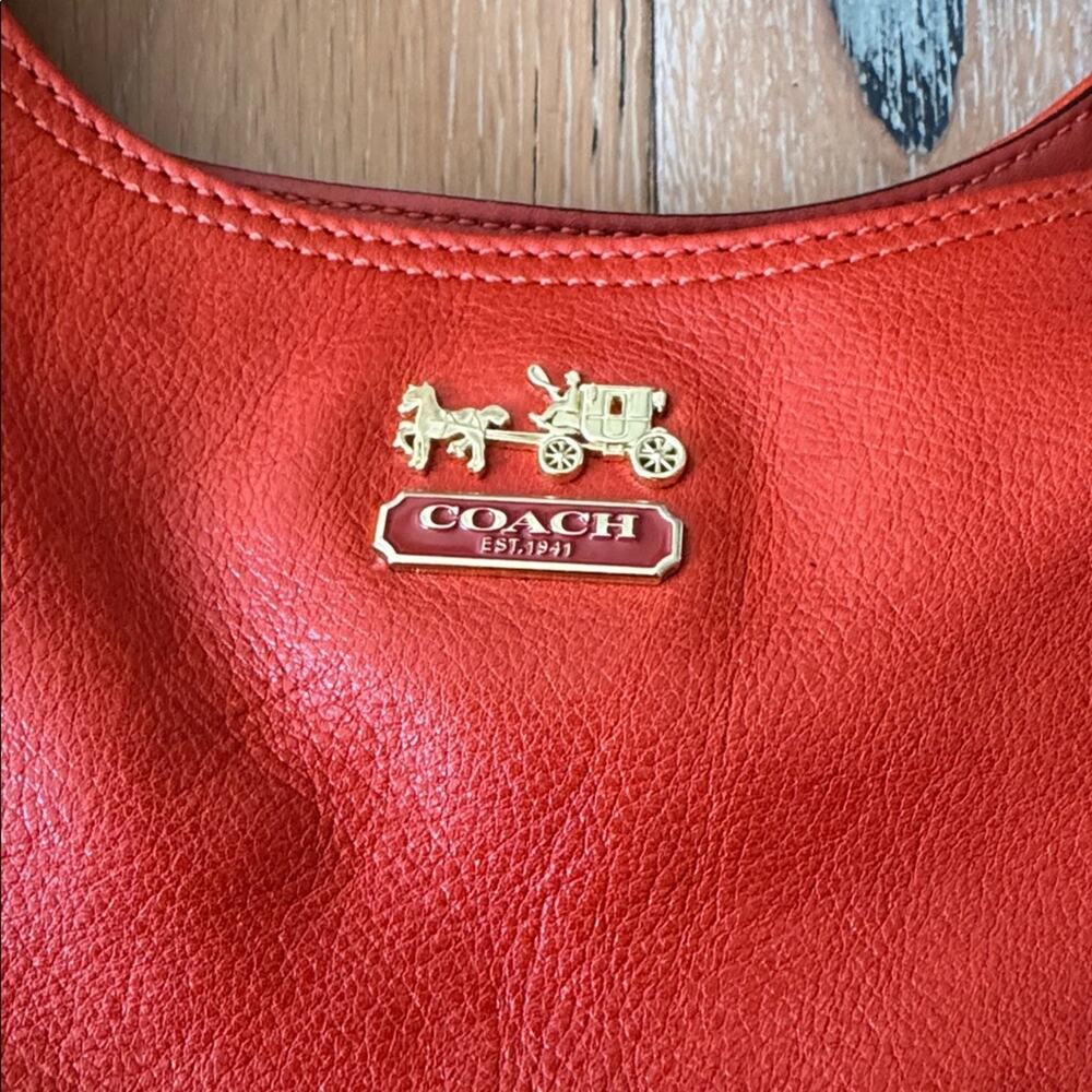 Vintage Y2K Coach Madison Maggie Cinnamon Red Leather Shoulder Bag - Picture 11 of 12